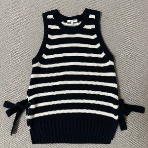 Splendid Size Small Striped Knit Sleeveless Sweater - Navy & White